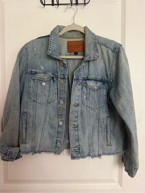 Lucky Brand Light Blue Distressed Denim Jacket
